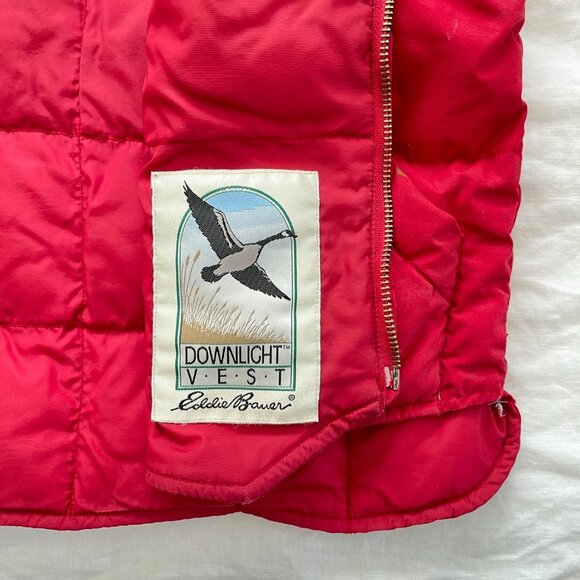 Eddie Bauer Red Quilted Goose Downlight Vest - Picture 5 of 16